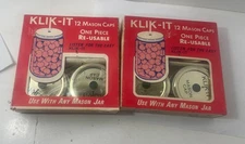 2 boxes KLIK-IT 12 ct (24) Mason Lids One Piece Reusable Vintage Canning NOS