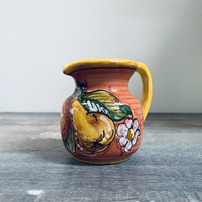 Vintage Piccadily Conca Del Marina Pottery Fruit Floral Miniature Pitcher