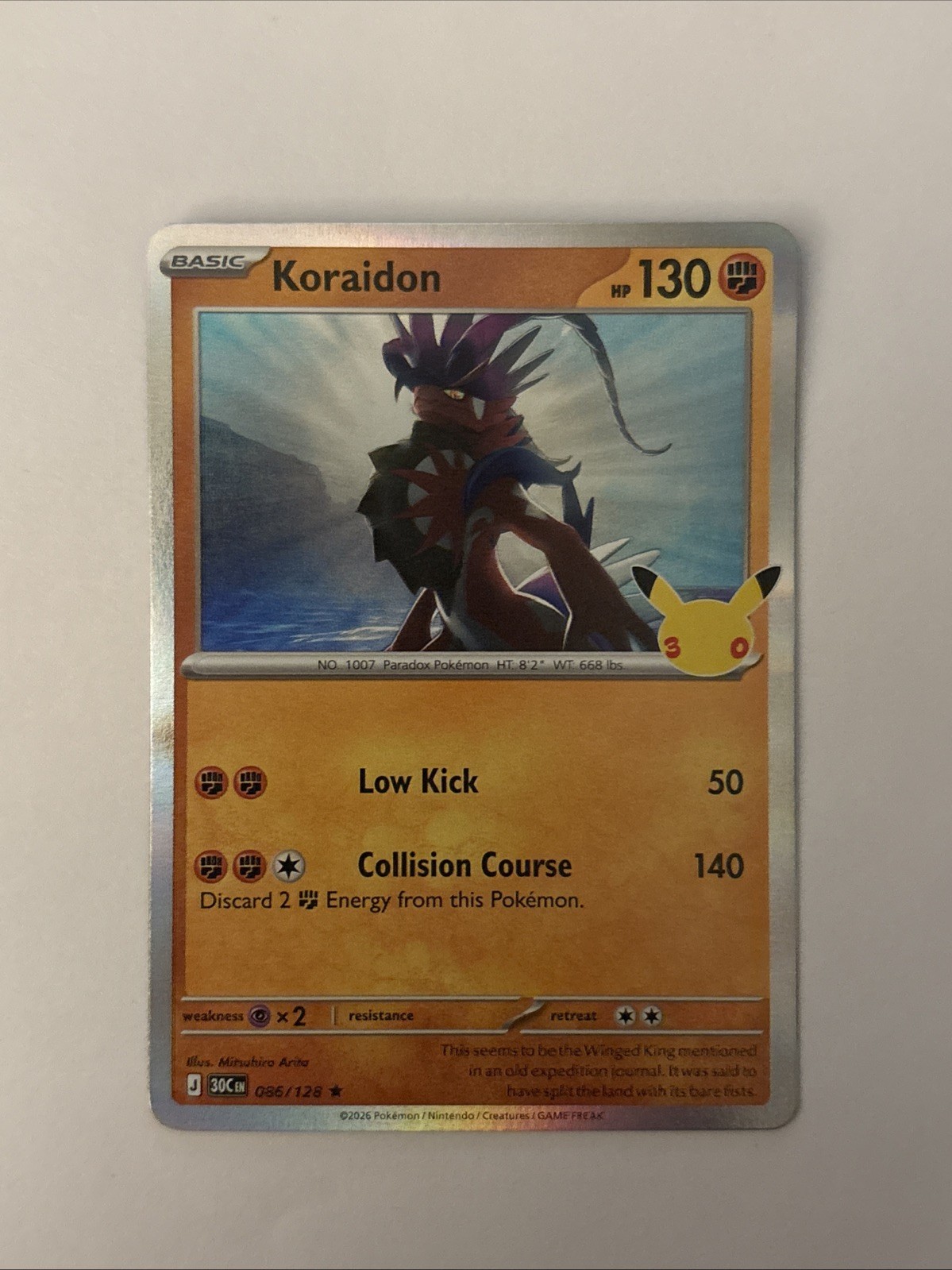 Koraidon 086/128 30th Celebration Pokémon TCG Rare Holo Near Mint! NM