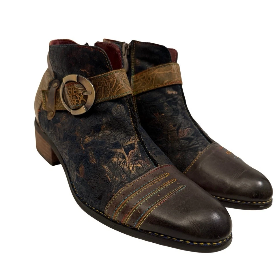 Spring Step L'Artiste Mujer GEORGIANA Botas, Botines Cuero Azul Talla 8 EU 40 Foto 3 de 4