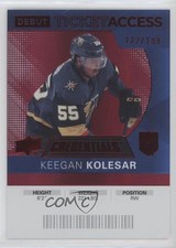2021 Credentials 2020-21 Debut Ticket Access Red 172/199 Keegan Kolesar #66 10no