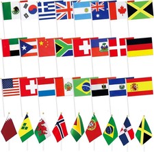 228 Countries Small Stick Flags Mini International World Hand Held Multicolor