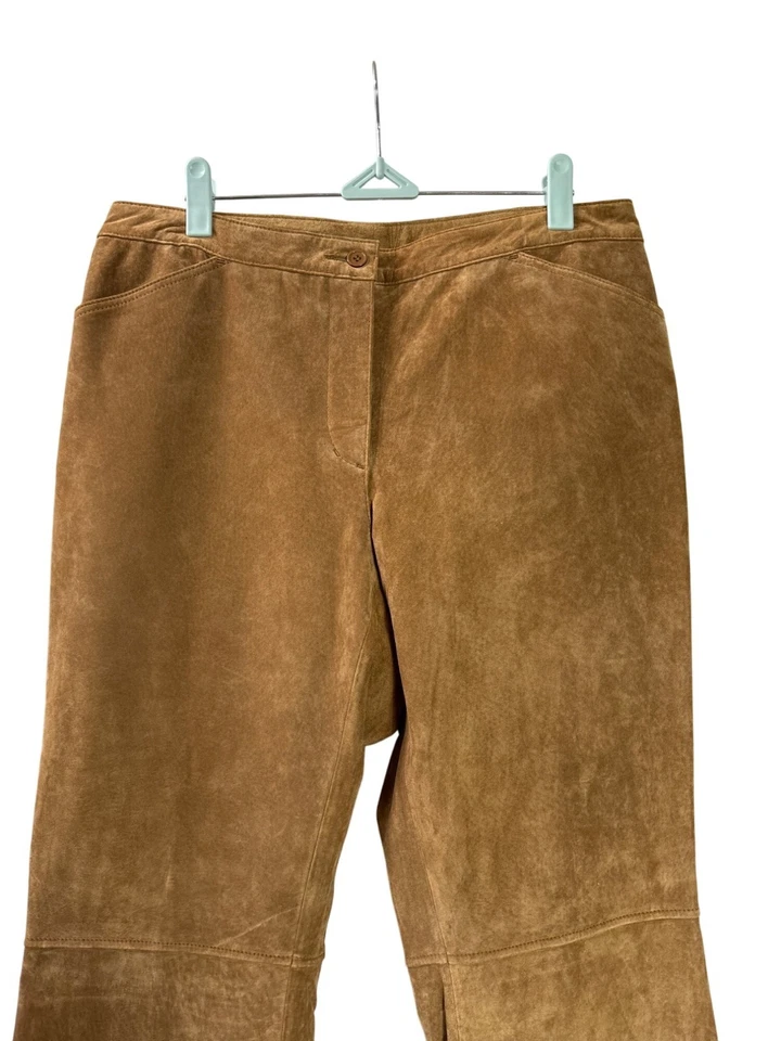 Pantalones de gamuza de cuero genuino Covington para mujer 10 forro de poliéster marrón camel Foto 2 de 4