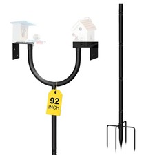 92 Inch Bird Feeder Pole 2 Platform Outdoor Support Stand Multi-purpose pol...