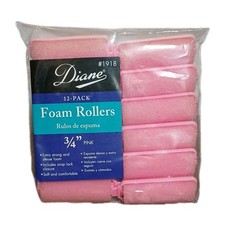 Diane Pink Foam 3/4" Rollers 12 Pack Extra Strong Dense Foam snap lock soft NOS