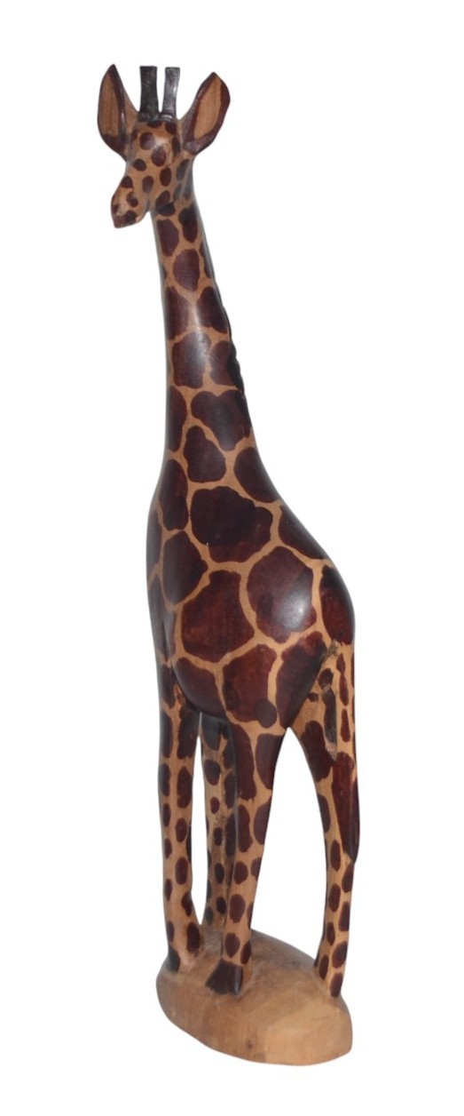 Hand Carved Wood Giraffe Figurine African Safari Animal 12" Tall