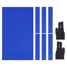 7ft Billiard Cloth Pool Table Felt Kit with 6 Cloth Strips and 2 Gloves, Blue