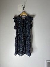 ulla johnson Kalina Coverup Mini Dress Aquamarine Colorway Ruffle Hem Size Large