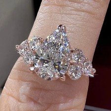 2.60Ct Pear Cut Lab Created Diamond 14k Rose Gold FN Wedding Pretty Bridal Ring