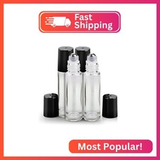 Roller Bottles for Essential Oils - 4 Pack 10ml Clear Glass Roll on Bottles