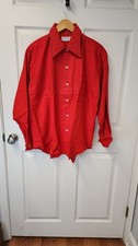Vintage 1970s Northway Men Large long sleeve shirt Red disco shirt Made in USA