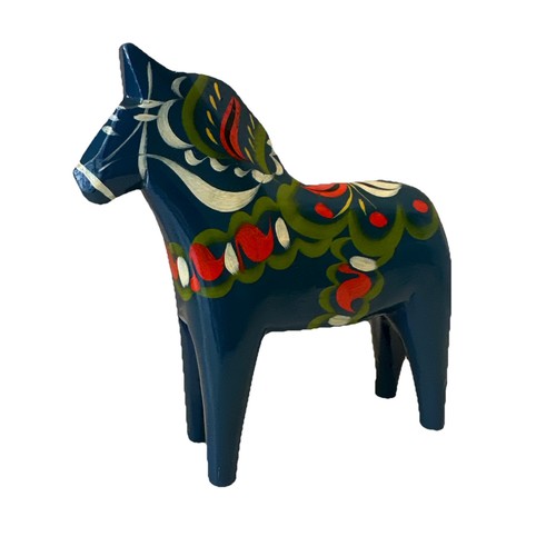 Vtg Blue Painted Wood 1960 Dala Horse Sweden Nils Olsson 