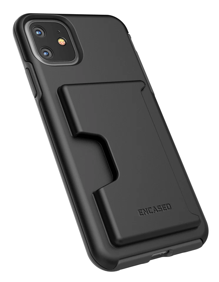 iPhone 11 Wallet Case Slim Durable Cover with Credit Card Holder Slot Black - Image 2 of 4