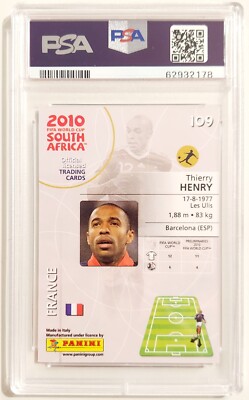 Carte Panini FIFA Coupe Du Monde 2010 #109 Thierry Henry - Notée PSA 9 (Mint), Collection Football