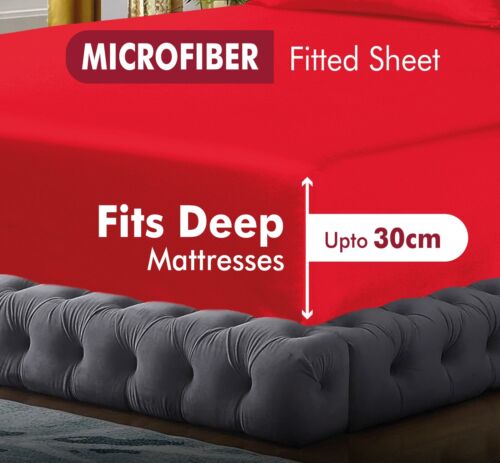 Brushed Microfibre Fitted Sheet 30cm Deep Pocket Bed Sheet Soft Bottom Sheet - Picture 31 of 67