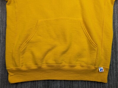Vintage Russell Athletic Yellow Hoodie Sweatshirt Small Blank