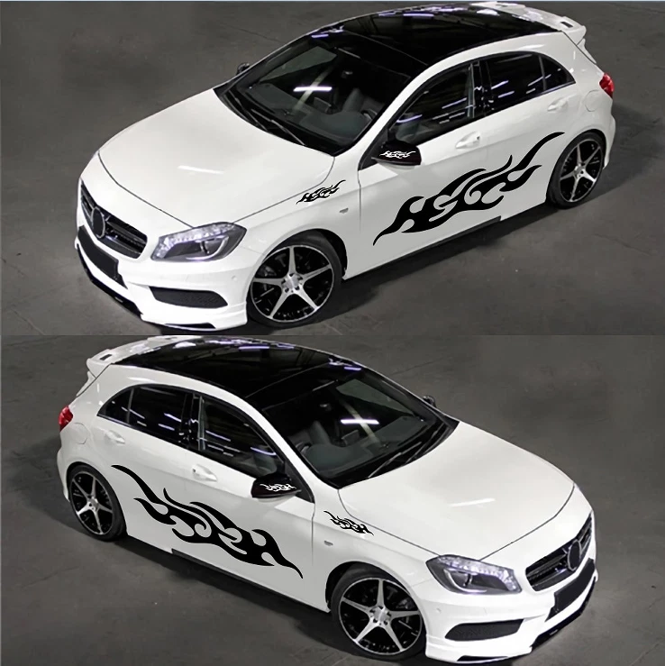 Calcomanías adhesivas de coche estilo llama fuego puerta lateral parachoques ventana vinilo decoración 6 piezas Foto 4 de 4