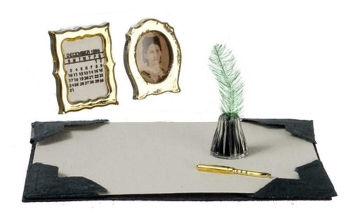 Dolls House Desk Blotter & Accessories Miniature Chrysnbon Study Set