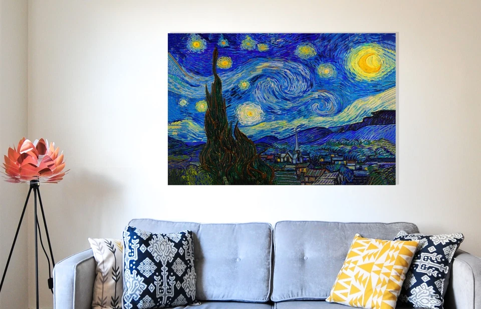 Starry Night by Vincent Van Gogh Canvas Prints Abstract Wall Art for Home Office - Image 3 of 4