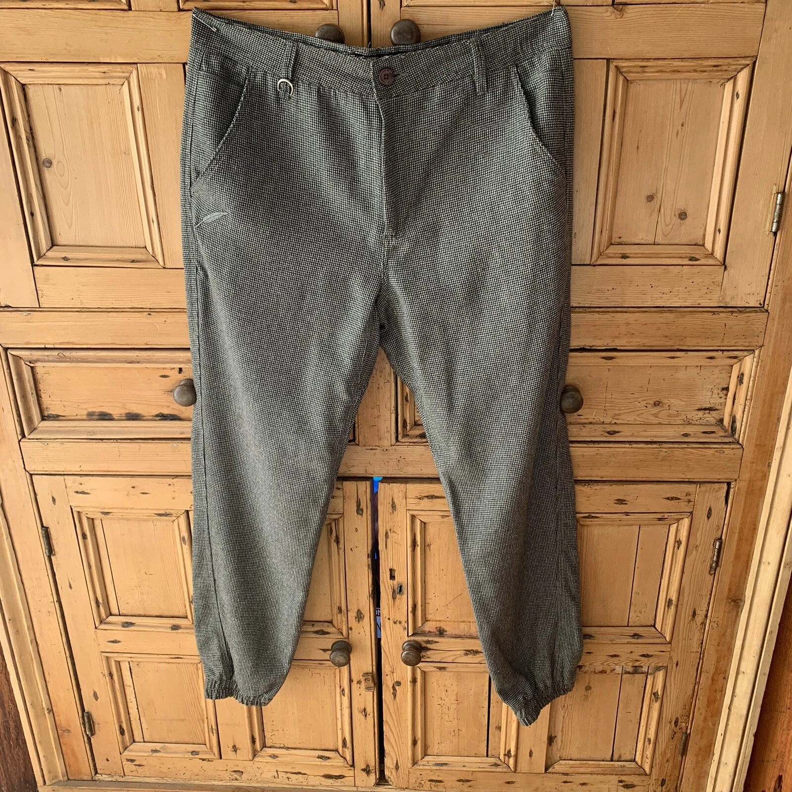 Mens Publish Black/White Check Jogging Pants 38X30