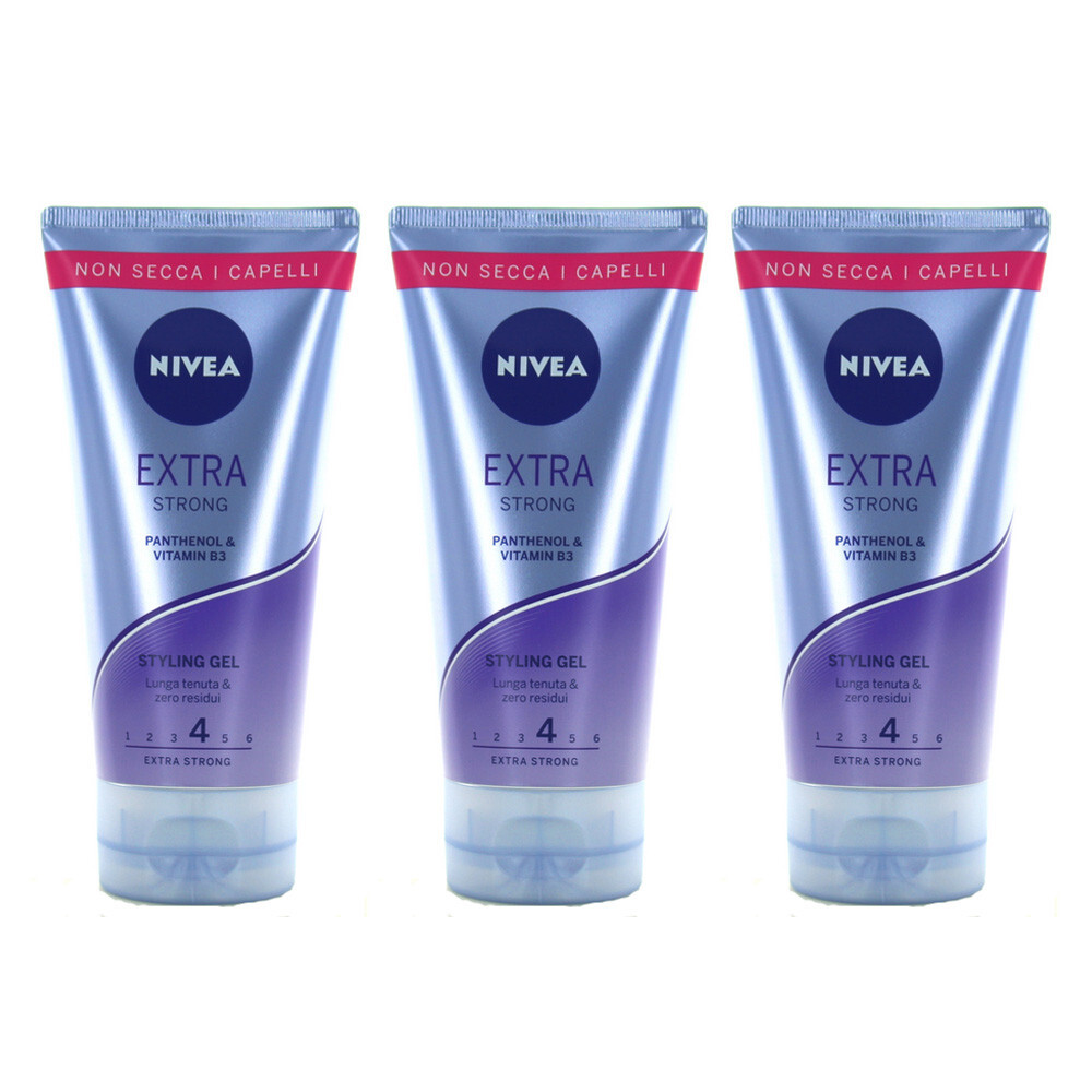 Nivea Gel Per Capelli Extra Strong Lunga Tenuta 0 Residui Non Secca  Capelli 3Pz