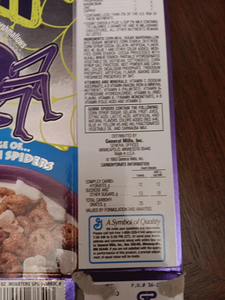 General Mills Count Chocula ~FREE Gummi Spiders~ Radical Reflections~Empty 1993 - Image 2 of 4