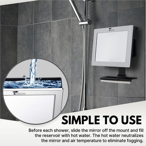 Fogless Shower Shaving Mirror Durable Bathroom Anti Fog W/ Squeegee - Picture 4 of 9