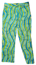 Vintage Lilly Pulitzer Fish Print Crop Pant Womens Size 4 Green Blue Retro Mod