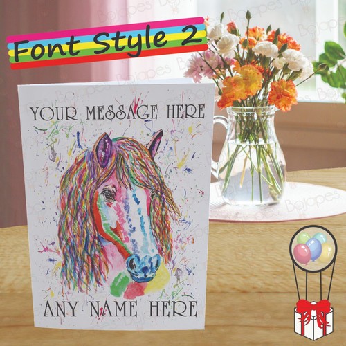 Custom Horse Card, Personalised Pony Greetings Card - Add Name and Message - Picture 4 of 13