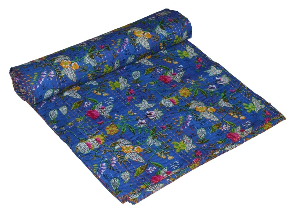 9 PIECES WHOLESALE LOT KANTHA QUILT TWIN SIZE INDIAN PARADISE BLANKET GUDARI - Image 3 of 4
