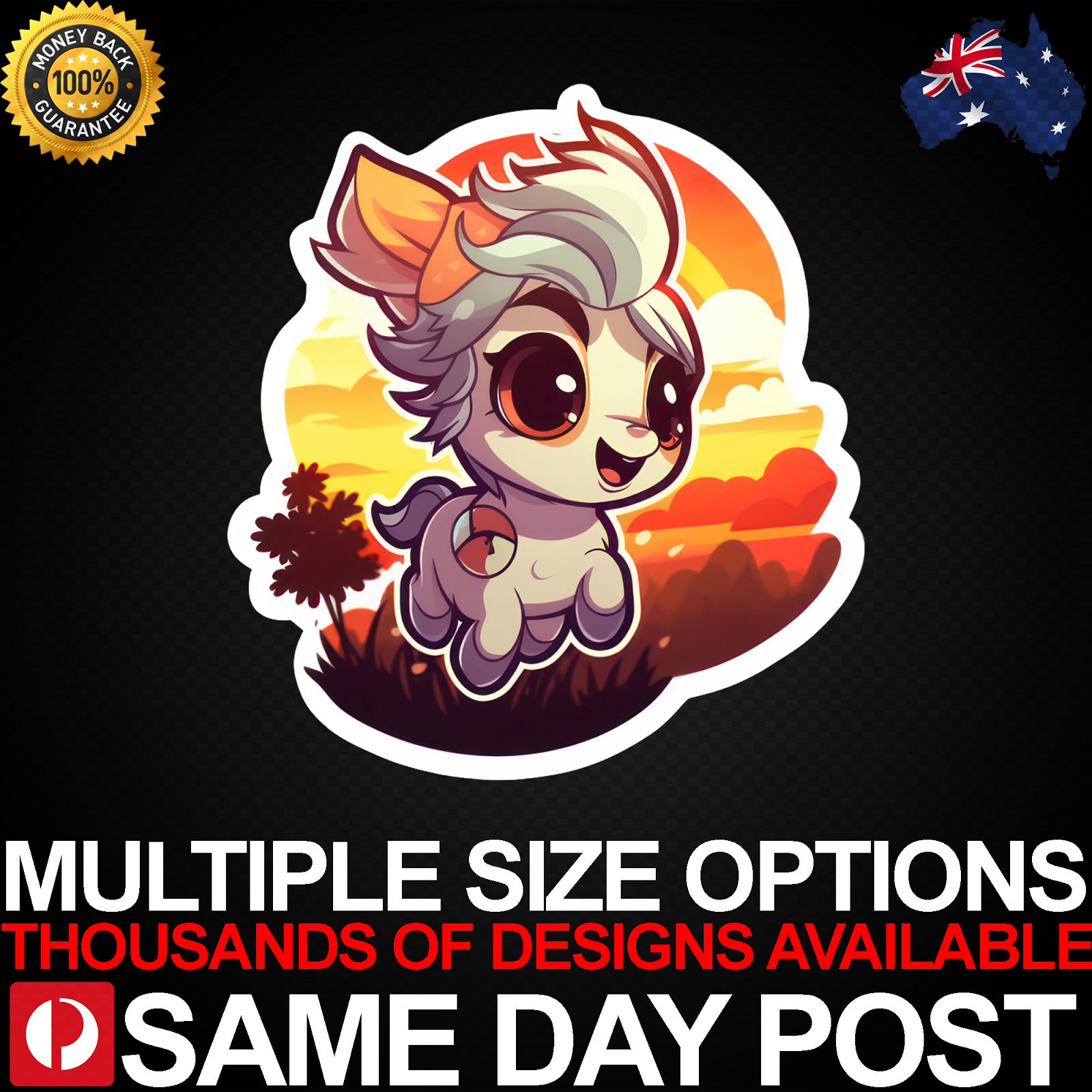 Adorable White Horse Sunset Vinyl Decal for Car, Laptop, Pet and Wildlife Lovers