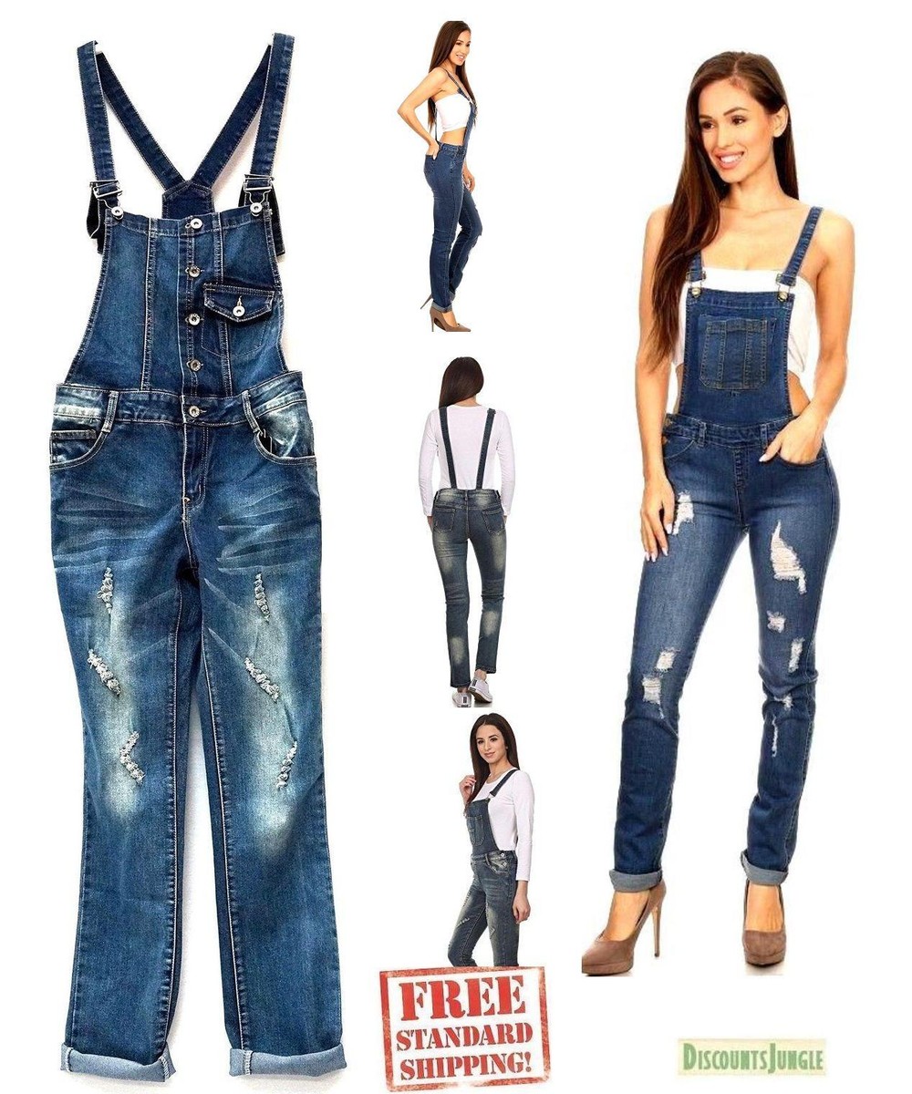 women's Destroyed Romper Blue Denim Jeans Jumpsuit