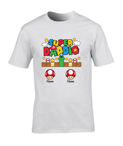 T-shirt personalizzata Super papà, maglietta festa del papà, top Mario papà papà - Foto 3 di 7