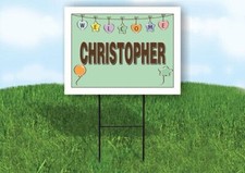 CHRISTOPHER WELCOME BABY GREEN 18 in x 24 in Yard Sign Road Sign with Stand