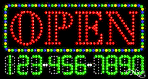 NEW “OPEN" 32x17 w/PHONE NUMBER SOLID/ANIMATED LED SIGN CUSTOM OPTIONS 25013 - Picture 1 of 3