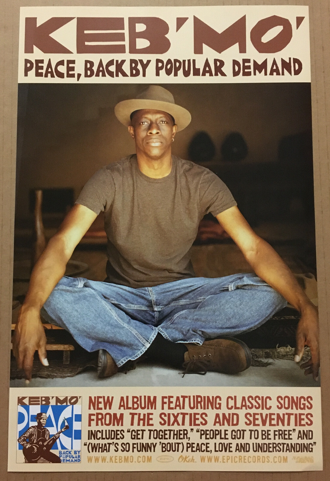 KEB MO Rare 2004 PROMO POSTER 4 Peace CD 11x17 MINT USA NEVER DISPLAYED keb’ mo’