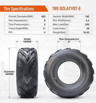 19x7-8 ATV Tire & Wheel Rim - Durable & High Performance