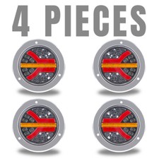 2x 4 Round Led Semi Truck Trailer Brake Stop Turn Tail Lights Amberredwhite