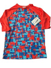 NWT LuLaRoe Sloan Kids Girls Size 10 Orange Turquoise Blue Shirt 3579