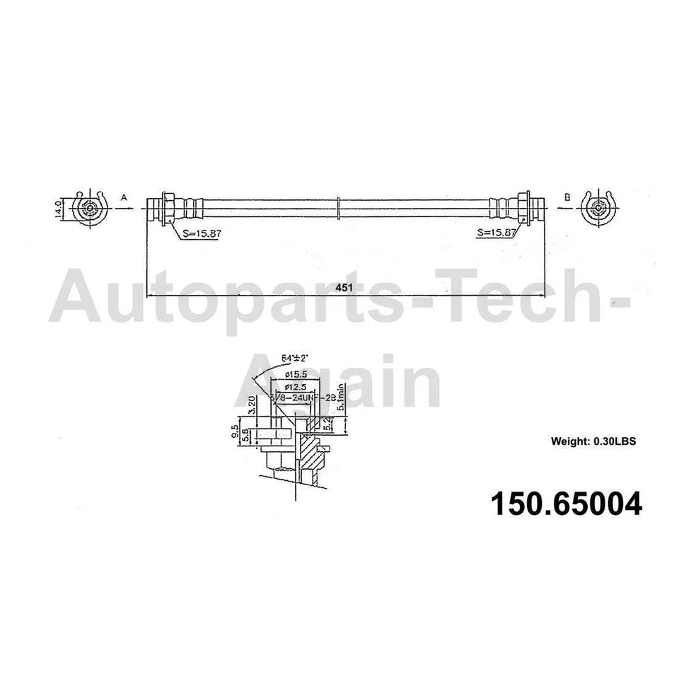 Línea de freno delantero 2 piezas centradas para Ford F-100 1972 1973-1975 Ford F-250 Foto 2 de 3