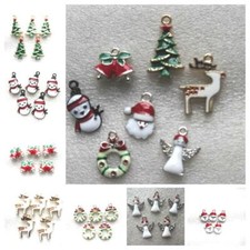 5-100 Ciondolo Natale Smalto Colorato Placcato Oro Regalo Gioielli