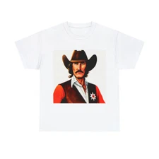 Retro Style Rugged Cowboy T Shirt Fine Art Tee Cigarette Art Western Portrait