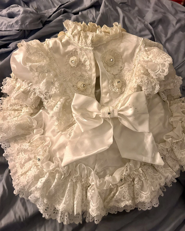 vintage size 2T pageant dress  white Full Circle Silky Many Layers - Image 4 of 4