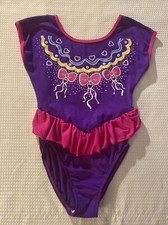 Vtge Girls in Motion 1 piece leotard Dancewear Bright sz 12-14 Lg Length 22"