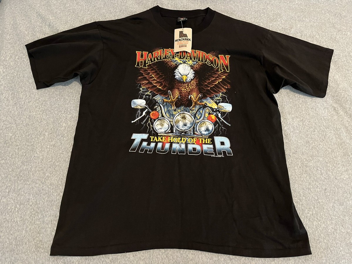 NWT Vintage Harley Davidson Shirt 1992 Holoubek Take Hold Thunder