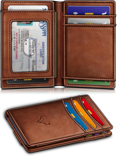 Slim Men Wallet RFID Blocking Leather Bifold Front Pocket Money Clip Card Holder