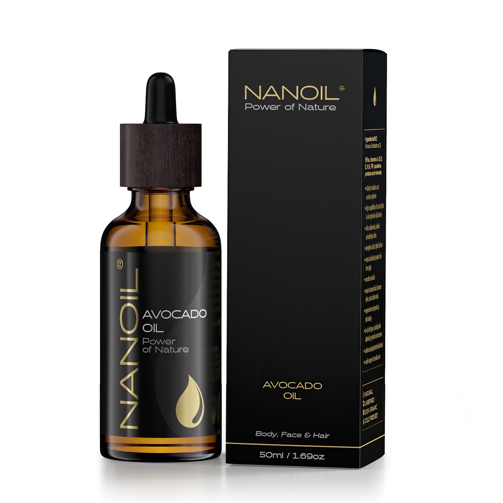 Olio di avocado Nanoil Avocado Oil 50ml - per la cura di viso, corpo e capelli