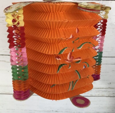 Vintage Paper Party Lantern Accordion Retro MCM Vibe Chinese Asian Decor Antique
