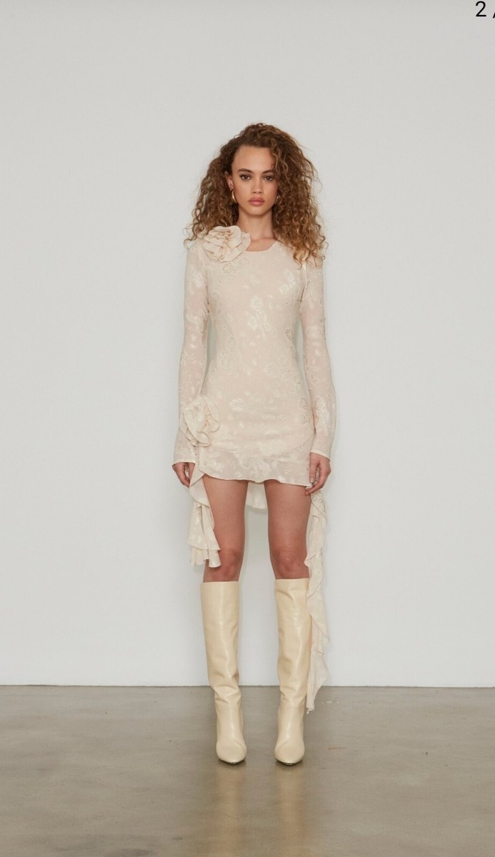 Delfi Collective Kira Mini Cream Rosette Ruffle Designer Dress Nwot | eBay Delfi Collective Kira Mini Cream Rosette Ruffle Designer Dress Nwot | eBay