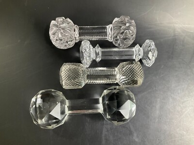 Vintage Brilliant Cut Glass Crystal Knife Rest Notched Stars Barbell CHOICE
